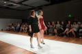 Thumbnail image of item number 1 in: '[Fashion design student with model during ArtWear runway]'.