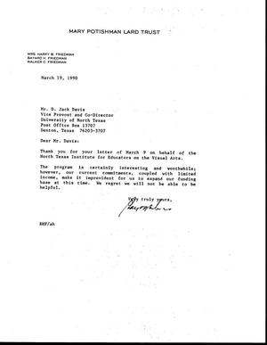 Primary view of object titled '[Letter from Bayard H. Friedman to Jack Davis, March 19, 1990]'.