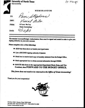 Primary view of object titled '[Memorandum from Dilana Mosley to Pam Stephens, April 12, 2000]'.
