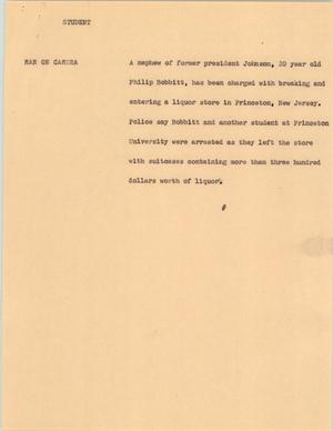 Primary view of object titled '[News Script: Student]'.