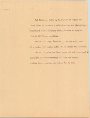 Primary view of object titled '[News Script: USDA]'.