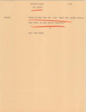 Primary view of object titled '[News Script: Decency rally]'.