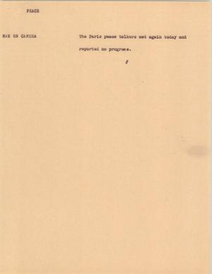 Primary view of object titled '[News Script: Peace]'.