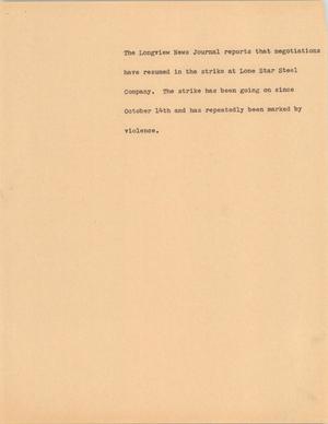 Primary view of object titled '[News Script: Lone Star Steel Company]'.