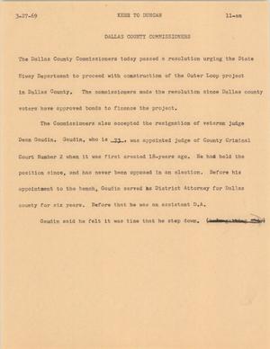 Primary view of object titled '[News Script: Dallas County Commissioners]'.