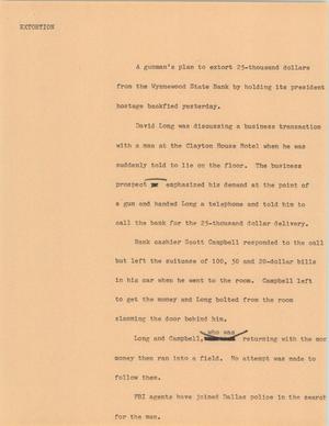 Primary view of object titled '[News Script: Extortion]'.