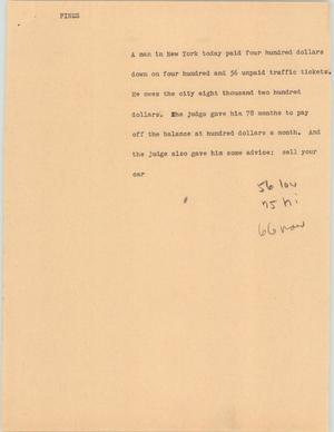 Primary view of object titled '[News Script: Fines]'.