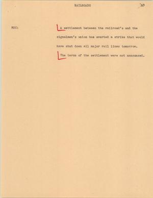 Primary view of object titled '[News Script: Railroads]'.