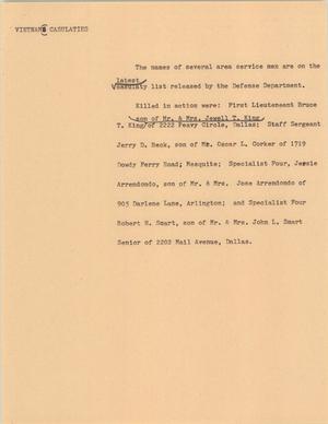 Primary view of object titled '[News Script: Vietnam casualties]'.