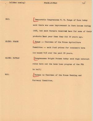 Primary view of object titled '[News Script: Poage-Patman]'.