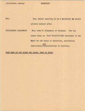 Primary view of object titled '[News Script: Secretary]'.