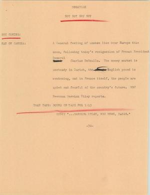 Primary view of object titled '[News Script: De Gaulle]'.
