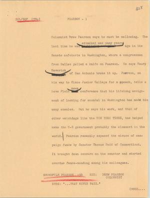 Primary view of object titled '[News Script: Pearson]'.