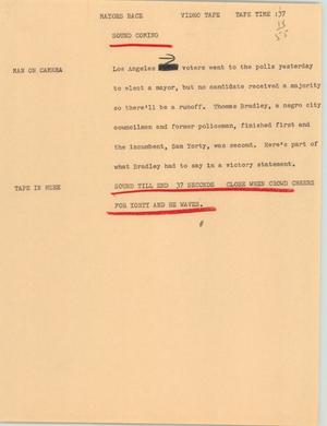Primary view of object titled '[News Script: Mayors race]'.