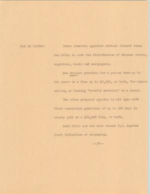 Primary view of object titled '[News Script: Obscene proposal]'.