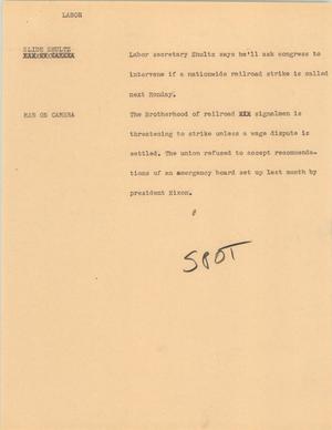 Primary view of object titled '[News Script: Labor]'.
