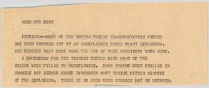 Primary view of object titled '[News Script: Power plant explosion]'.