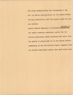 Primary view of object titled '[News Script: Public Broadcasting Corporation]'.
