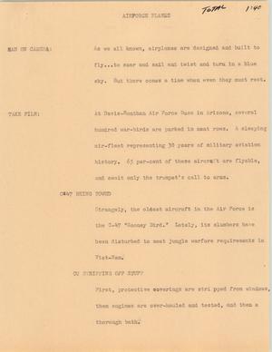 Primary view of object titled '[News Script: Airforce Planes]'.