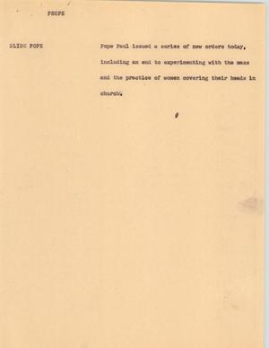 Primary view of object titled '[News Script: Pope]'.