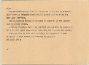 Primary view of object titled '[News Script: Strike negotiations]'.