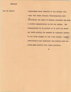 Primary view of object titled '[News Script: Gonzales]'.