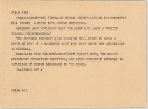 Primary view of object titled '[News Script: Campus disorder investigations]'.