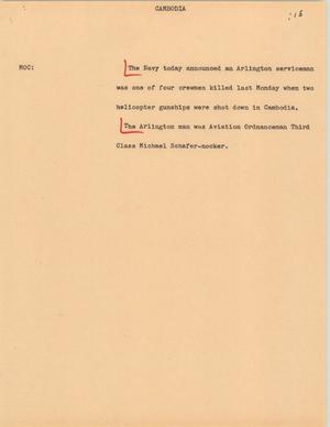 Primary view of object titled '[News Script: Cambodia]'.
