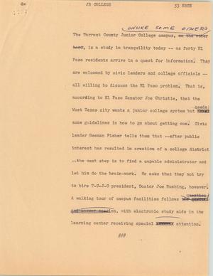 Primary view of object titled '[News Script: Junior College]'.