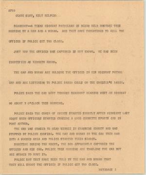 Primary view of object titled '[News Script: Captive cop]'.