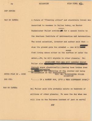 Primary view of object titled '[News Script: Scientist]'.