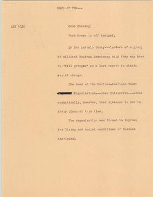 Primary view of object titled '[News Script: News at ten]'.