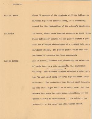Primary view of object titled '[News Script: Students]'.