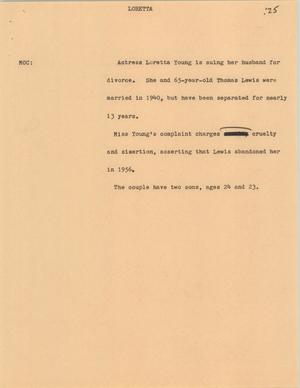 Primary view of object titled '[News Script: Loretta]'.