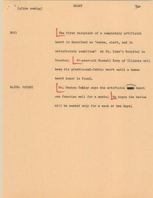 Primary view of object titled '[News Script: Heart]'.