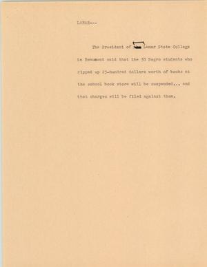 Primary view of object titled '[News Script: Lamar]'.