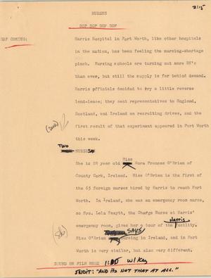 Primary view of object titled '[News Script: Nurses]'.