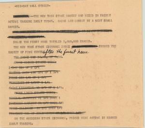 Primary view of object titled '[News Script: Mid-day wall street]'.
