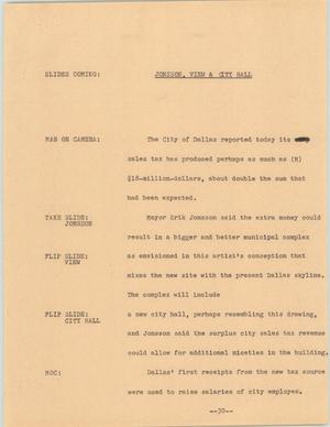 Primary view of object titled '[News Script: Jonsson, view, and City Hall]'.