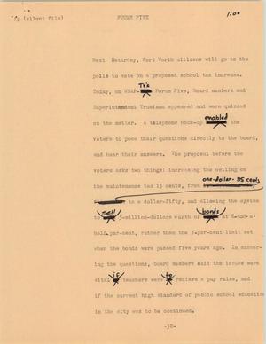 Primary view of object titled '[News Script: Forum Five]'.