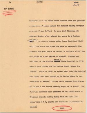 Primary view of object titled '[News Script: Coffey]'.