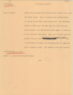 Primary view of object titled '[News Script: US Plane in Japan]'.