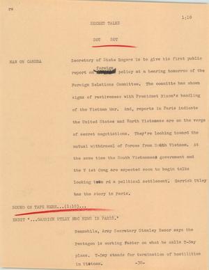 Primary view of object titled '[News Script: Secret talks]'.