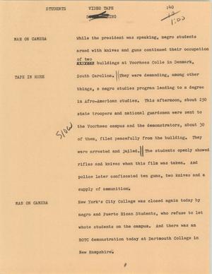 Primary view of object titled '[News Script: Students]'.