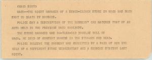 Primary view of object titled '[News Script: Waco sent]'.