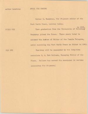 Primary view of object titled '[News Script: Walter Humphrey]'.