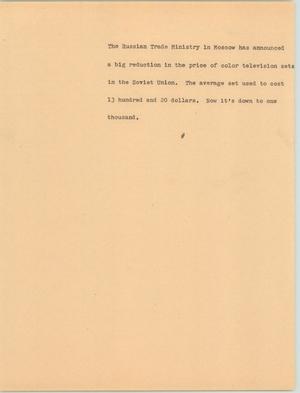 Primary view of object titled '[News Script: Russian Trade Ministry]'.
