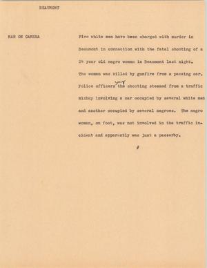 Primary view of object titled '[News Script: Beaumont]'.