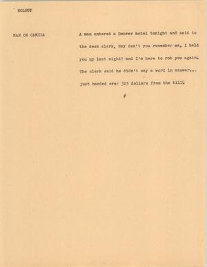 Primary view of object titled '[News Script: Holdup]'.