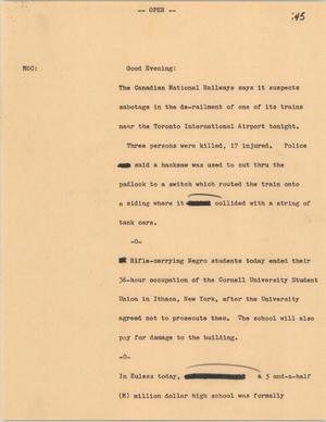 Primary view of object titled '[News Script: National news]'.